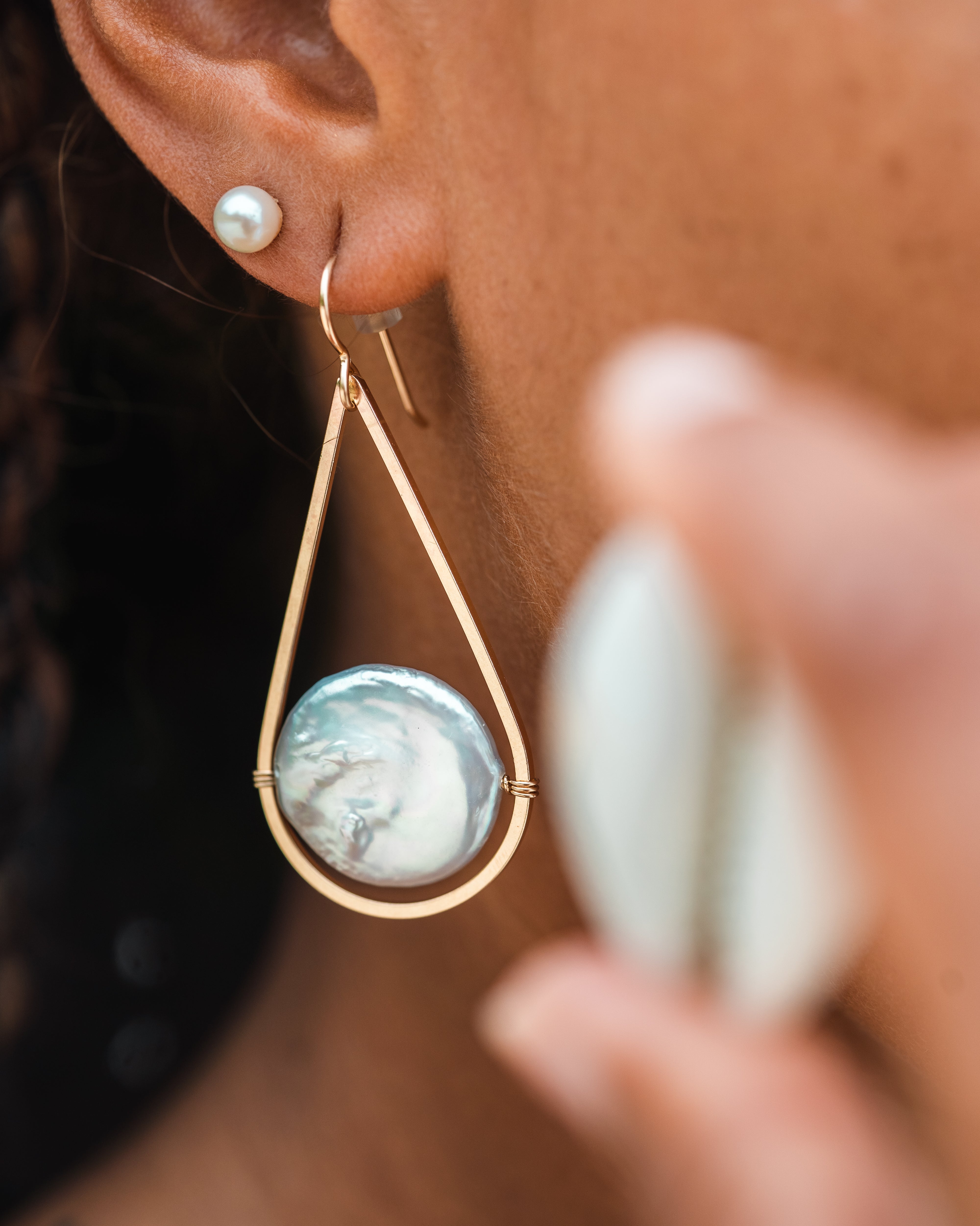 Kara Pearl Stud Earrings - Lotus Jewelry Studio