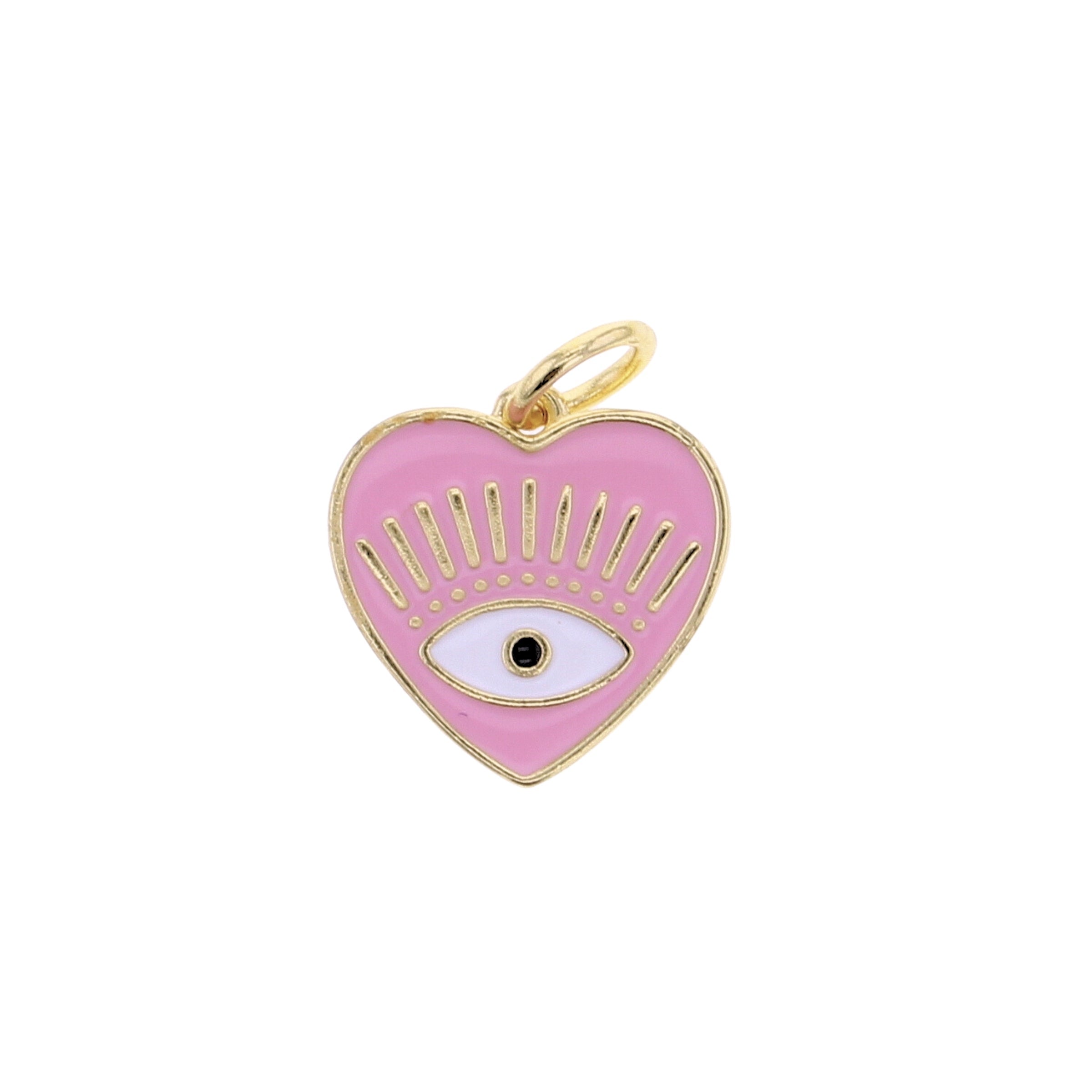 Pink Evil Eye Heart Charm - Lotus Jewelry Studio