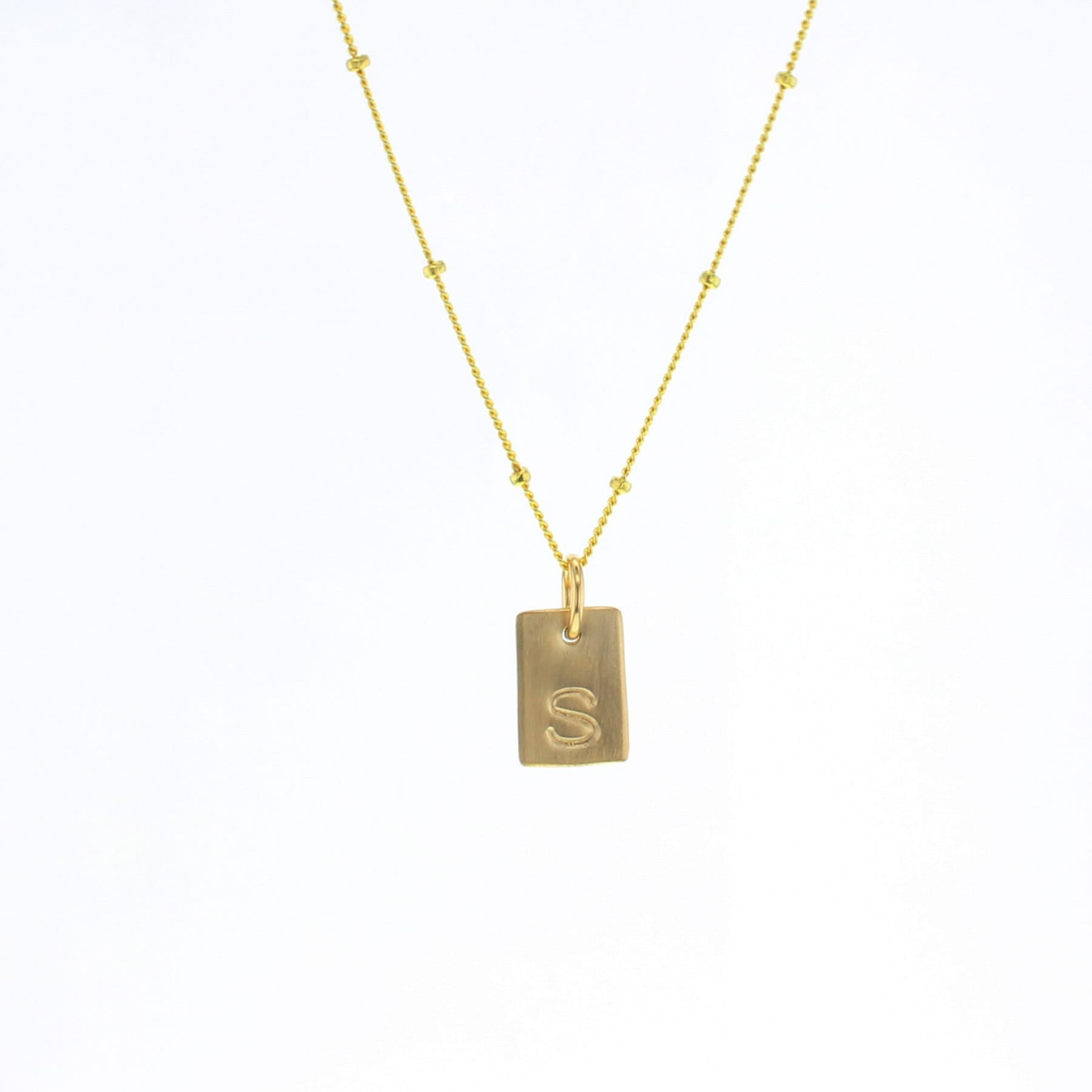 Rectangle Letter Necklace - Lotus Jewelry Studio